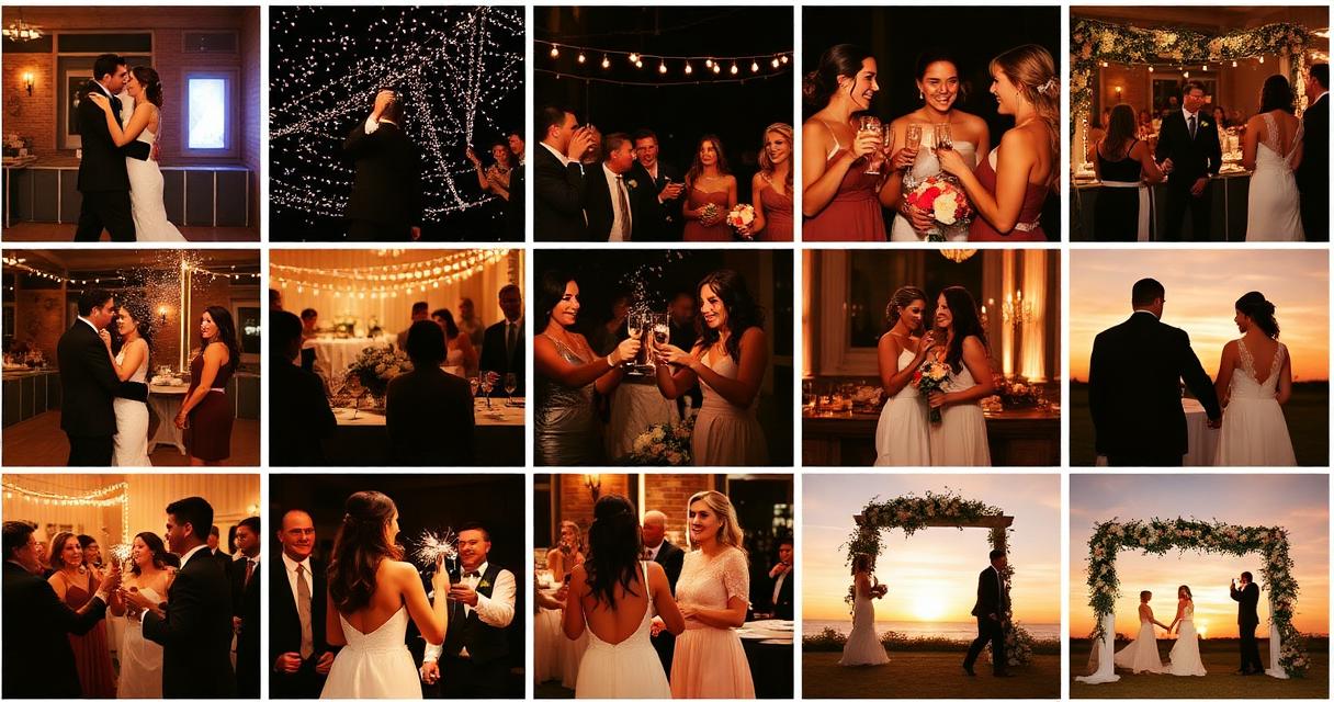 Collage of wedding guest photos on the Weddings.io Photo Wall
