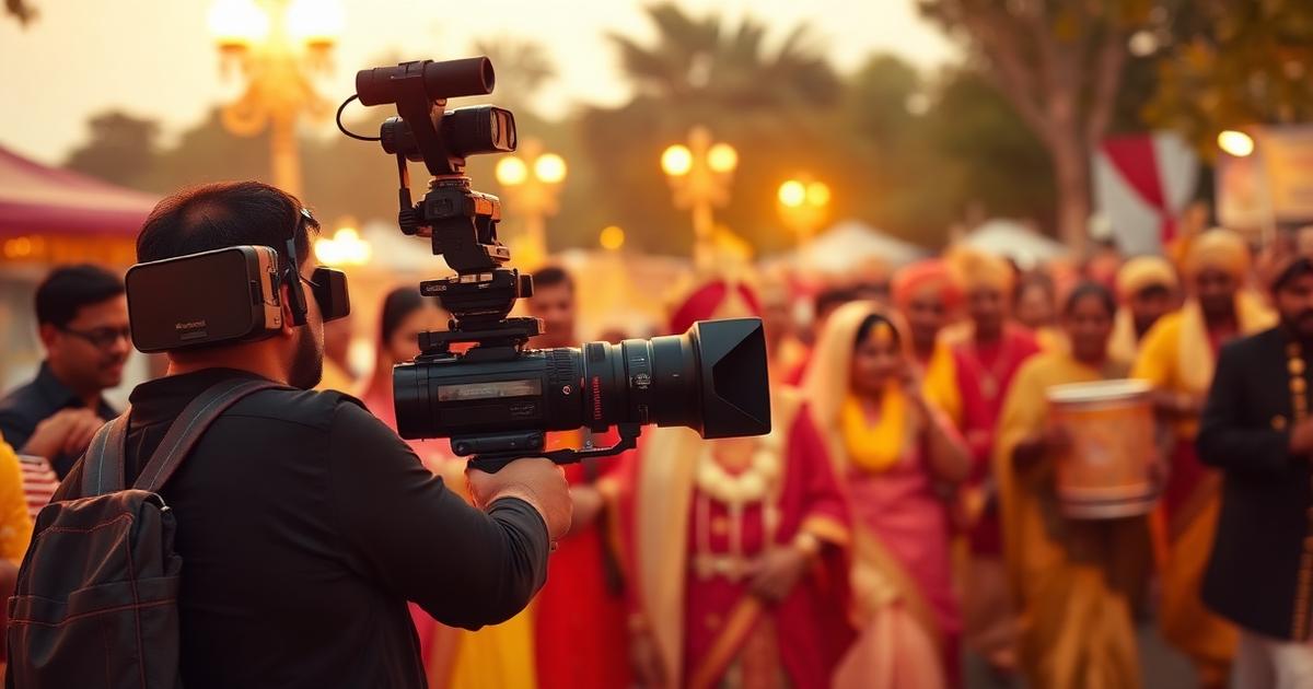 South Asian wedding photography and videography team capturing baraat and ceremony coverage