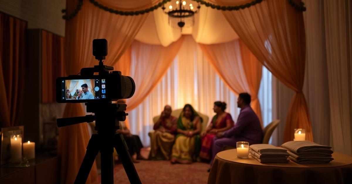 South Asian weddings adapting during COVID — intimate ceremony with hybrid livestream setup