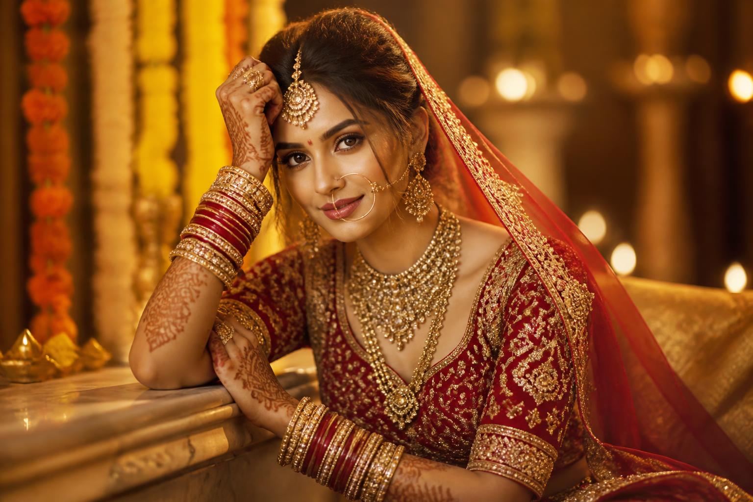 South Asian wedding reception hall set for hundreds of guests across a Mehndi, Sangeet, and Reception
